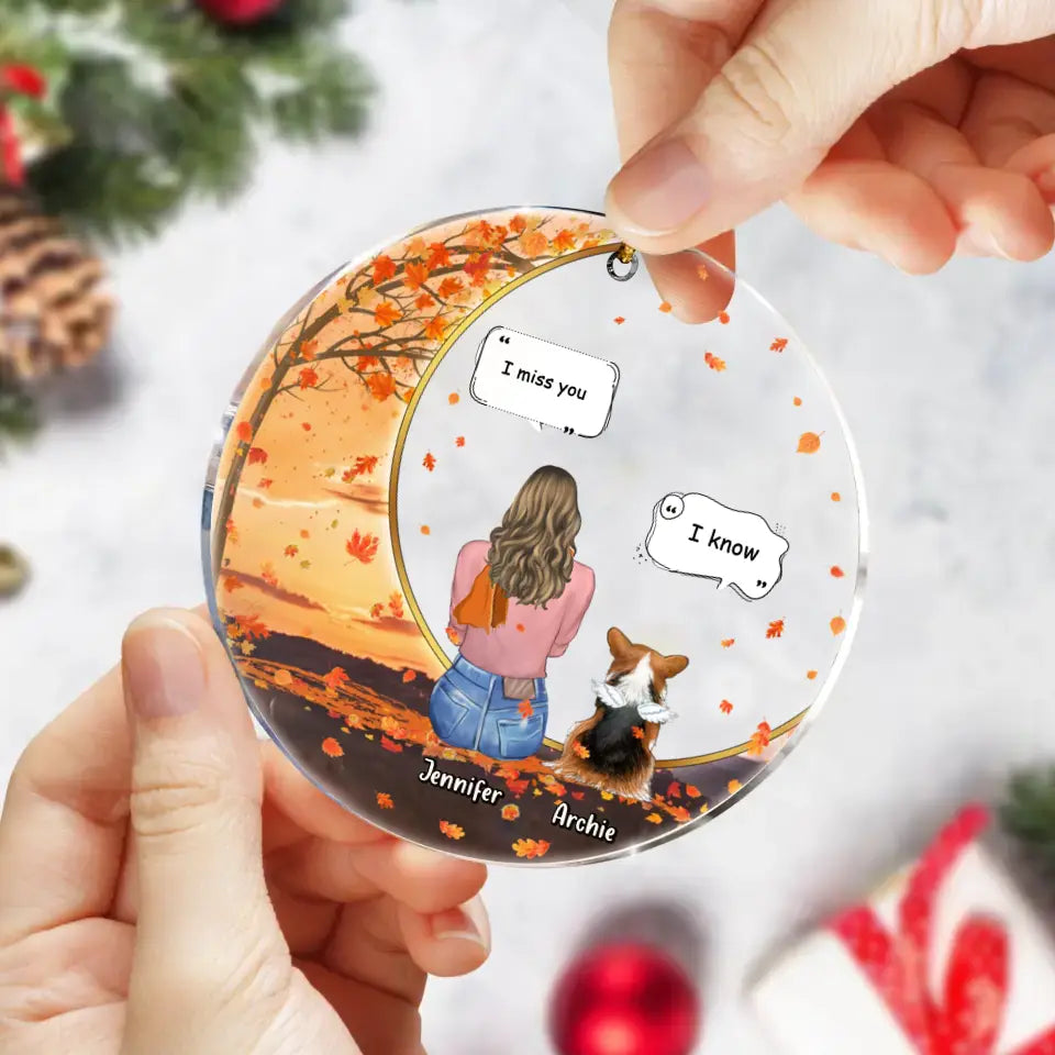 Personalized Fall Pet Mom Acrylic Ornament - Up to 3 Pets - Best Gift For Dog Lovers/Cat Lovers
