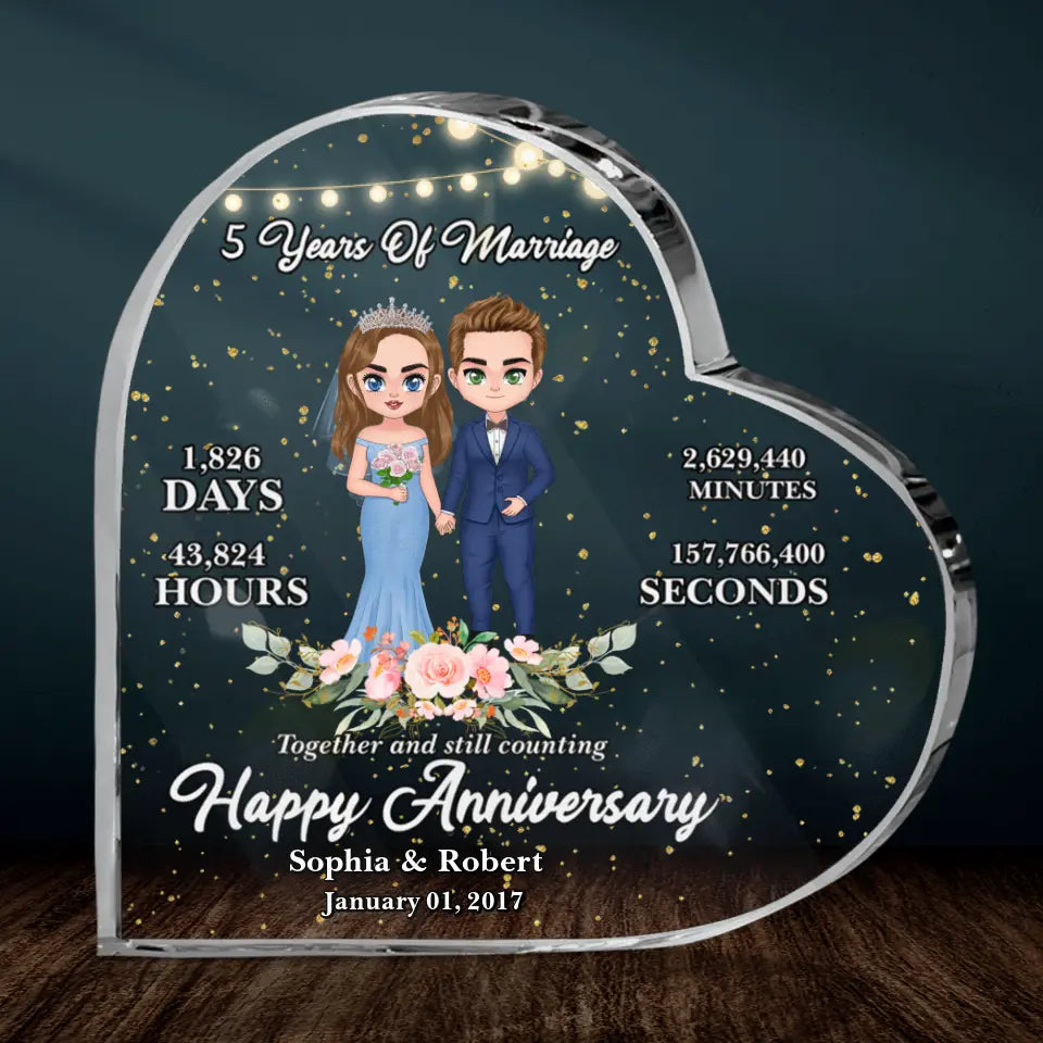 Personalized Wedding Anniversary Milestones Crystal Heart - Best Gifts Idea For Couple/Wedding Anniversary - Happy Anniversary