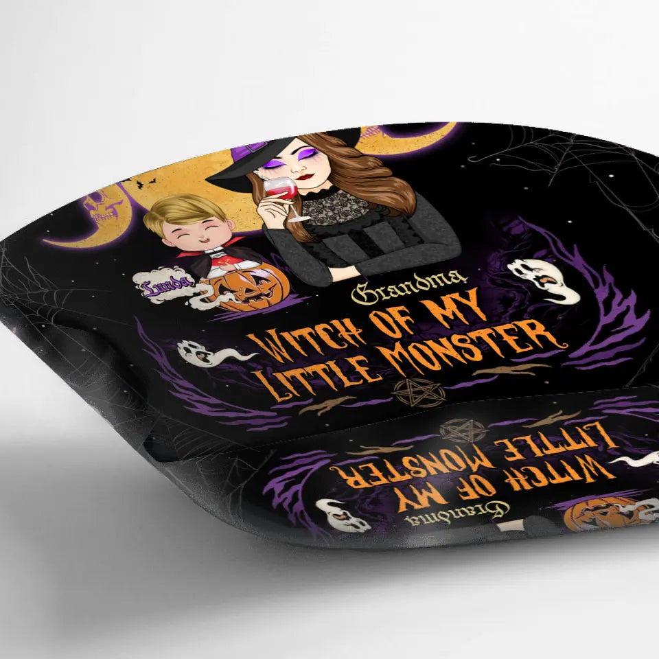 Personalized Grandma & Grandkid Witch Pillow Cover - Halloween Gift For Grandkid - Up to 4 Kids - I Am Witch Of My Little Monsters