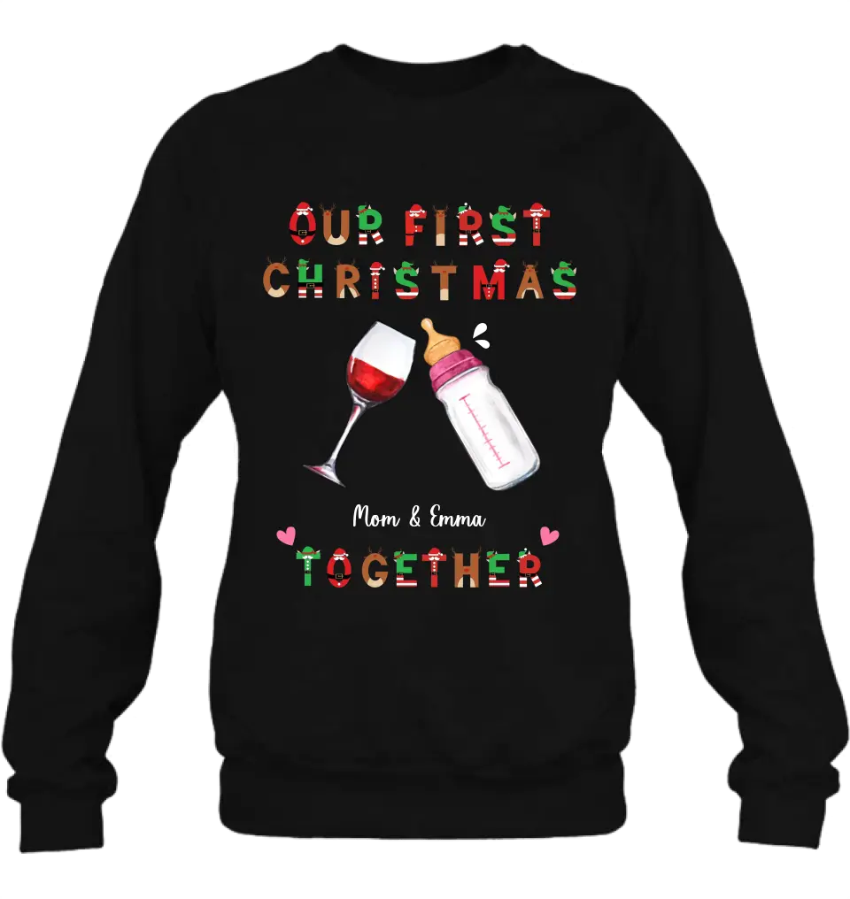 Personalized First Christmas Baby Onesie/Sweatshirt - Christmas Gift Idea for Baby/Mom/Family - Our First Christmas Together