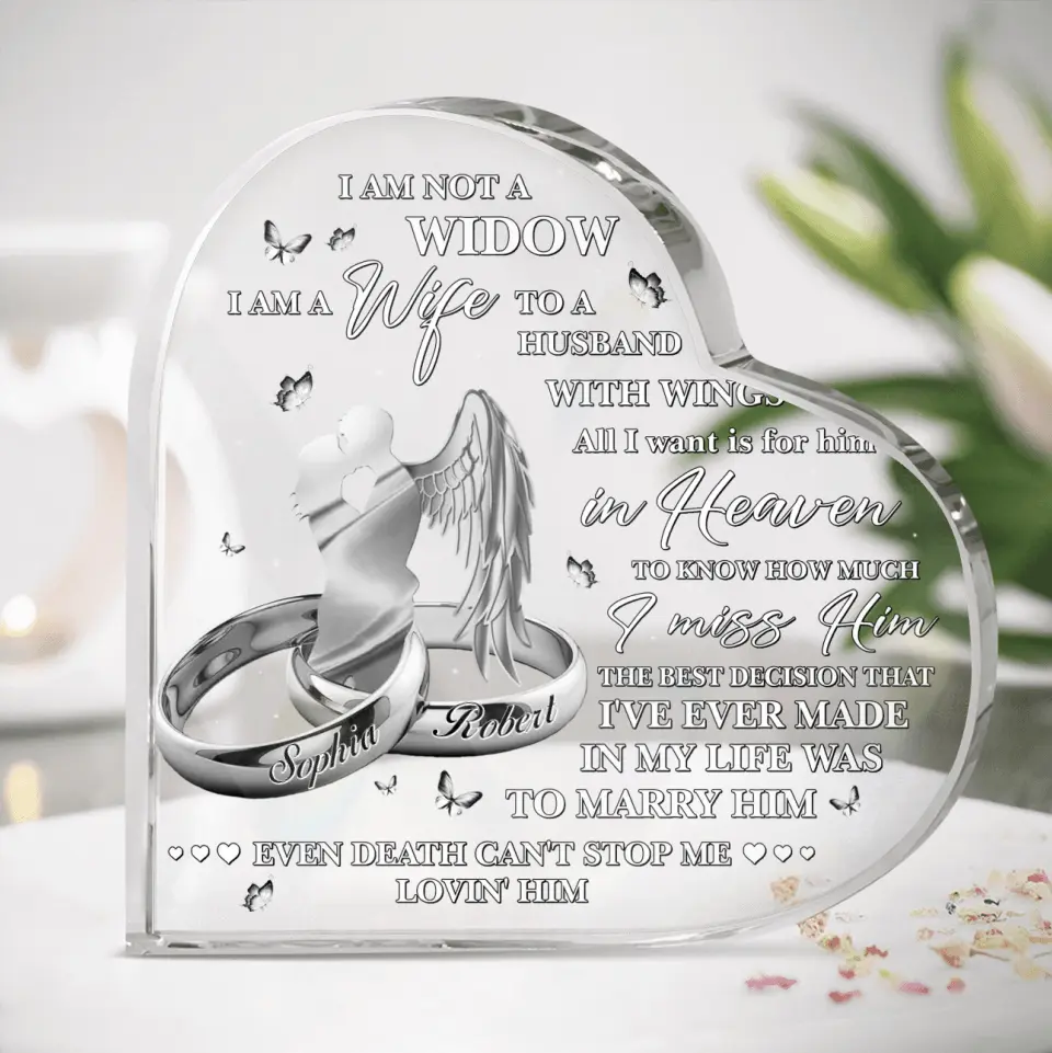Personalized Memorial Couple Crystal Heart - Memorial Gift Idea - Even Death Can't Stop Me Lovin' Him