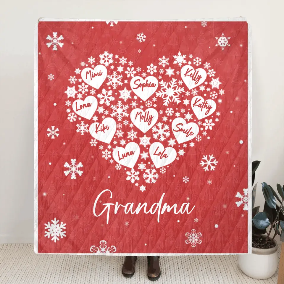 Personalized Grandma Quilt/Fleece Throw Blanket - Gift Idea For Grandma/Christmas - Up to 10 Kids - Grandma