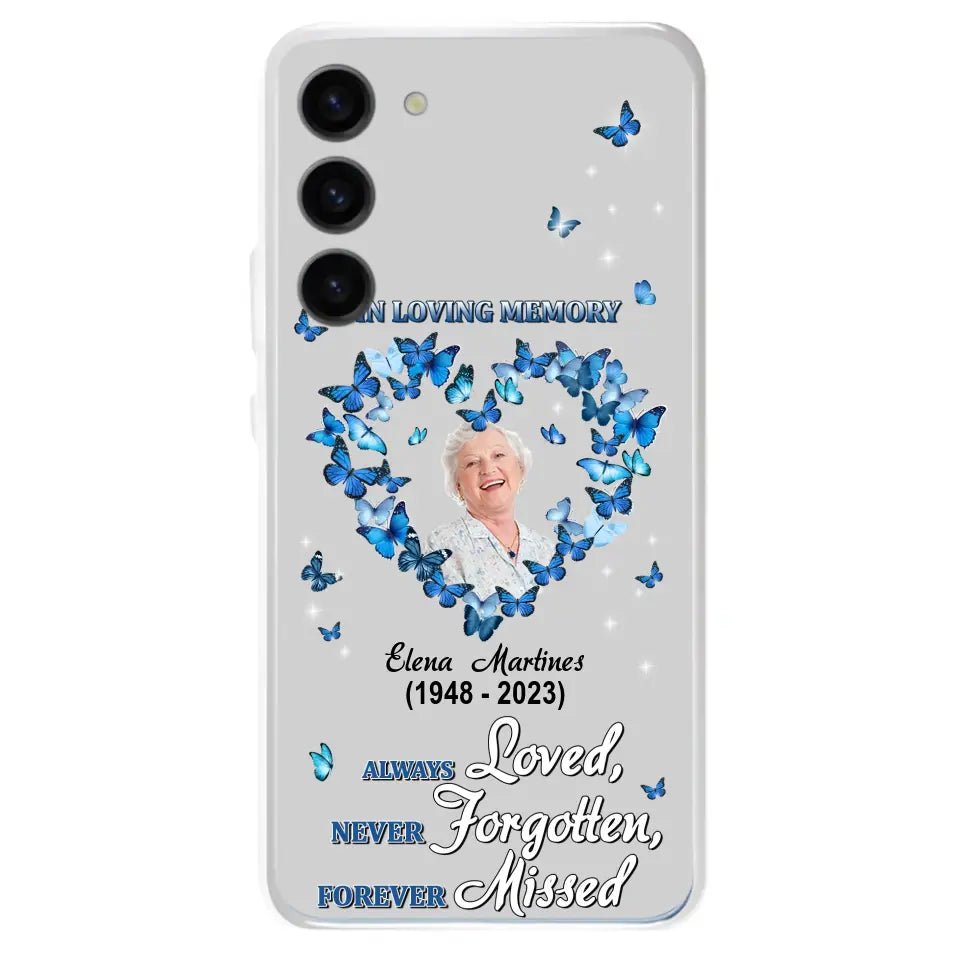 Personalized Memorial Phone Case - Upload Photo - Memorial Gift Idea For Family Member - Always Loved Never Forgotten Forever Missed - Case For iPhone/Samsung