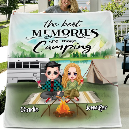Personalized Camping Quilt/Fleece Throw Blanket - Up to 5 People - Best Gift For Camping Lovers - The Best Memories Are Made Camping