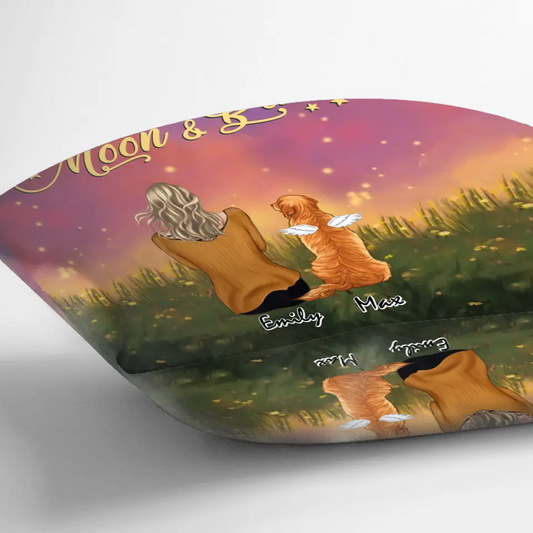 Personalized Pet Mom Pillow Cover/Quilt/Fleece Blanket - Up to 6 Pets - Gift Idea For Dog/Cat lover - I Love You To The Moon And Back