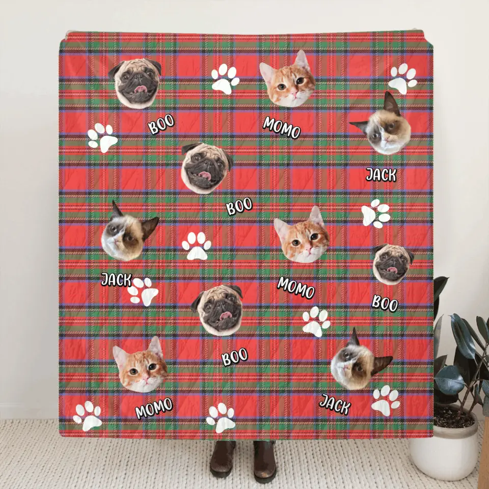 Personalized Pet Photo Fleece Throw Blanket/Quilt - Up to 3 Photos - Christmas Gift Idea for Dog/Cat/Pet Lovers