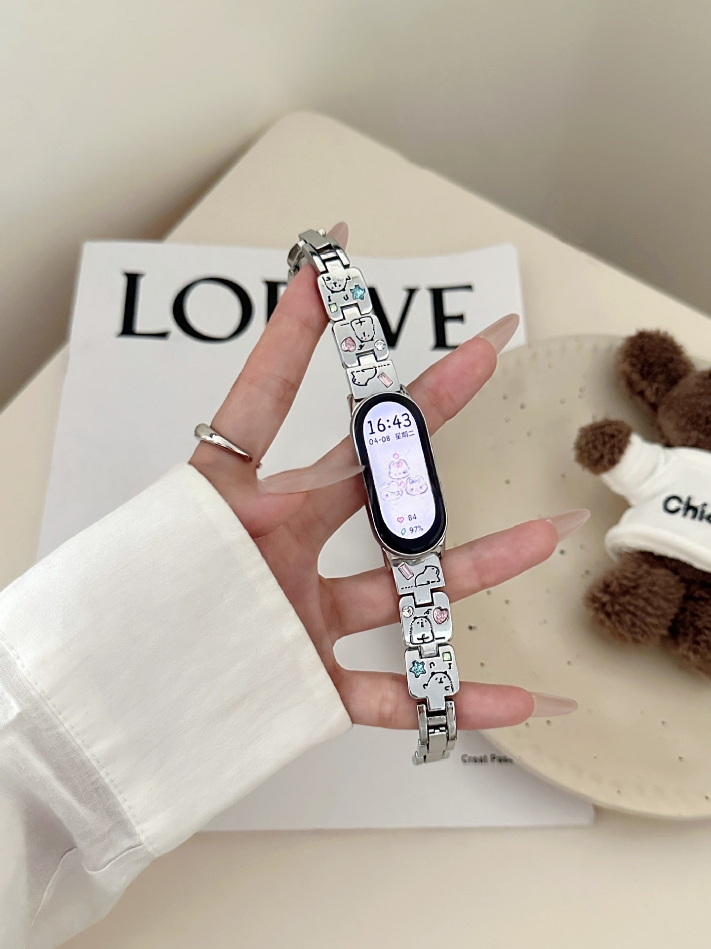 Capybara Themed Colored-diamond Metal Watch Bracelet