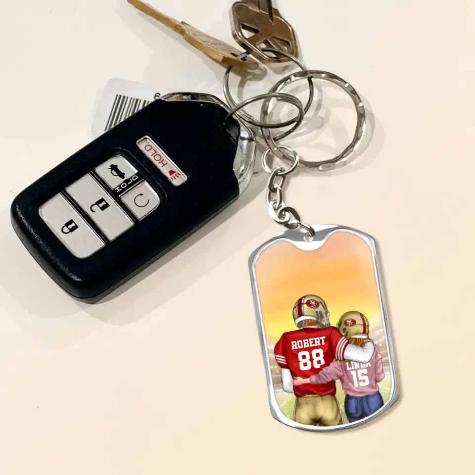 Personalized Couple Aluminum Keychain -
Gift Idea For Couple/Him/Her/Wife/Husband - Love You To The End Zone & Back