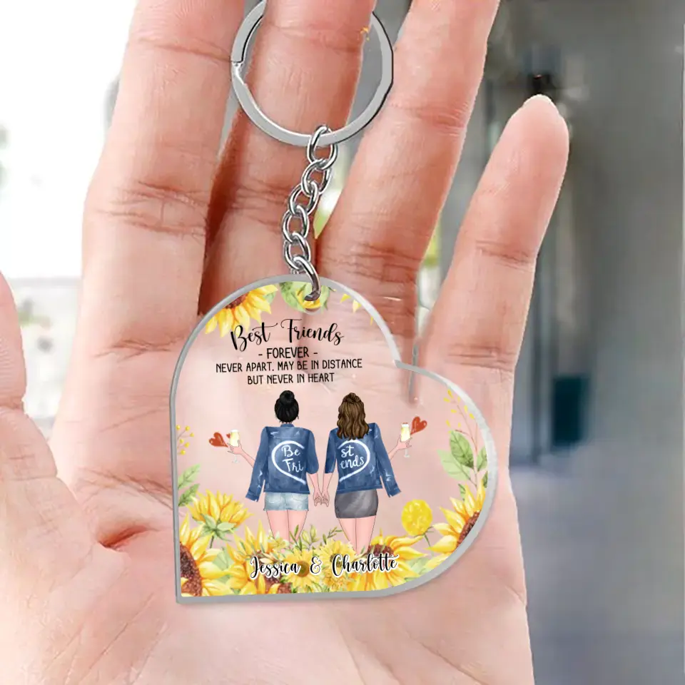 Personalized Besties Acrylic Keychain - Up to 4 Besties - Gift Idea For Best Friends - Best Friends Forever Never Apart