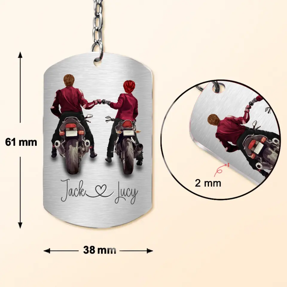 Personalized Riding Couple Aluminum Keychain - Gift Idea For Couple/Her/Him - I Love You My Sexy Biker Babe