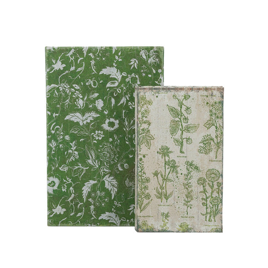S/2 Decorative Book Boxes with Rustic Floral Patterns