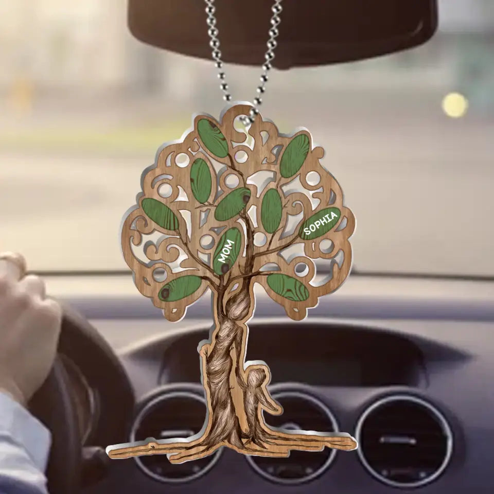 Personalized Tree Of Life Mom Aluminum Car Ornament - Mom With Up to 5 Children - Mother's Day Gift For Mom