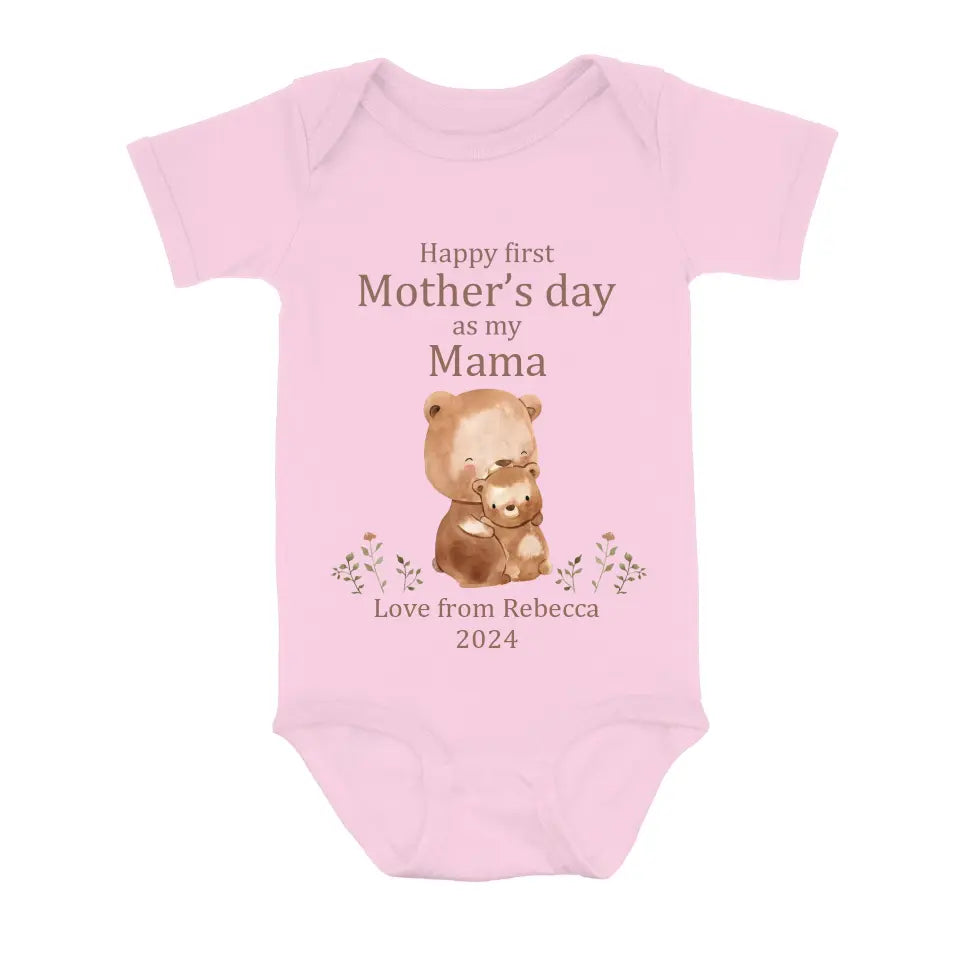 Personalized Happy First Mother's Day Shirt/Baby Onesie - Gift Idea For Mom/Grandma/Baby/Mother's Day