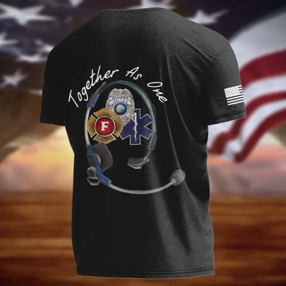 Personalized EMS/EMT/Paramedic/Firefighter/Police AOP T-shirt - Gift Idea For Paramedic/Firefighter/Police - Together As One