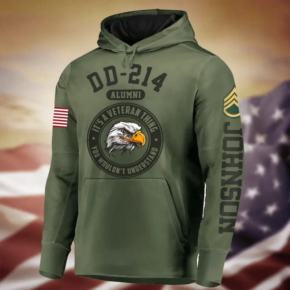 Personalized Veteran Double-Sided Printed Hoodie - Gift Idea For Veteran - DD214 Alumni It's A Veteran Thing You Wouldn't Understand