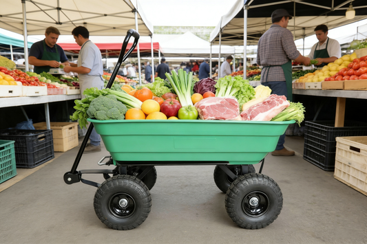 Folding Poly Garden Dump Truck with Steel Frame and Pneumatic Tires
