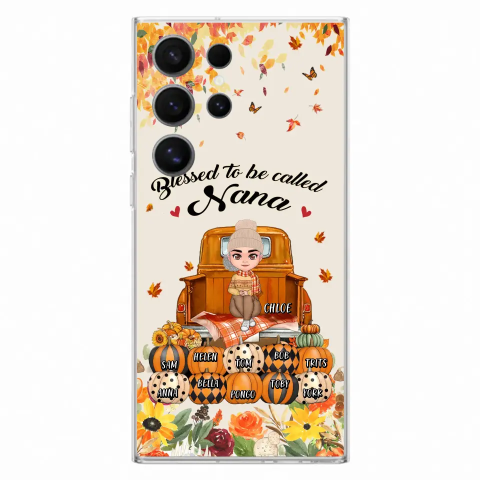 Custom Personalized Grandma Autumn Phone Case - Gift Idea For Grandma - Upto 10 Kids - Case For iPhone/Samsung - Blessed To Be Called Nana