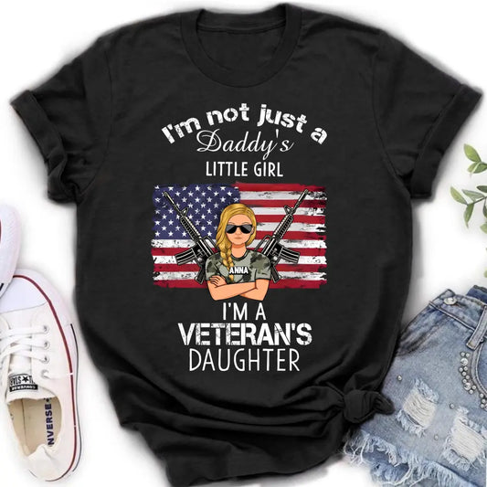 Personalized Veteran's Daughter T-Shirt/Long Sleeve/Sweatshirt/Hoodie - Gift Idea For Veteran/Daughter - I'm Not Just A Daddy's Little Girl I'm A Veteran's Daughter