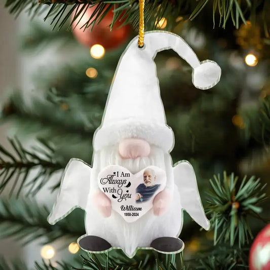 Personalized Memorial Gnome Acrylic Ornament - Christmas Gift Idea For Family Member - Upload Photo