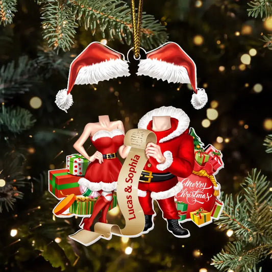Personalized Couple Christmas Acrylic Ornament - Christmas Gift Idea For Couple - Upload Photo