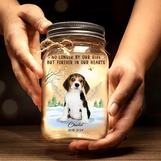 Personalized Memorial Dog Photo Mason Jar Light - Memorial Gift Idea For Dog Lover - Forever In My Heart