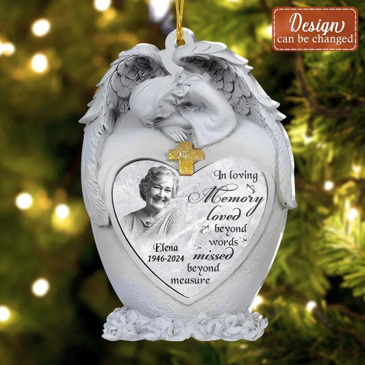 Personalized Angel Memorial Acrylic Ornament - Upload Photo - Memorial Gift Idea For Family - In Loving Memory Loved Beyond Words
