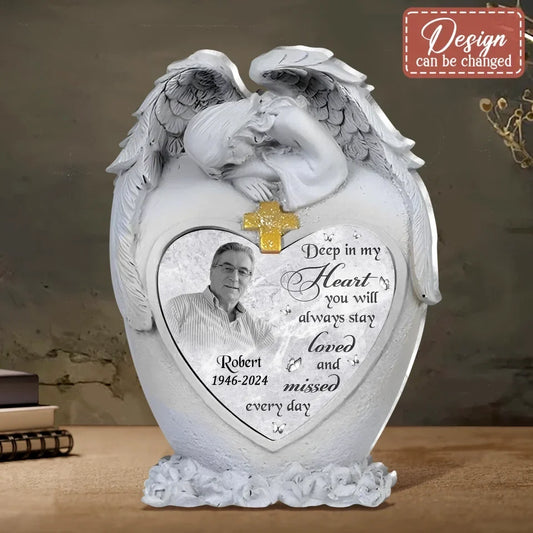 Personalized Angel Memorial Acrylic Plaque - Upload Photo - Memorial Gift Idea For Family - Deep In My Heart