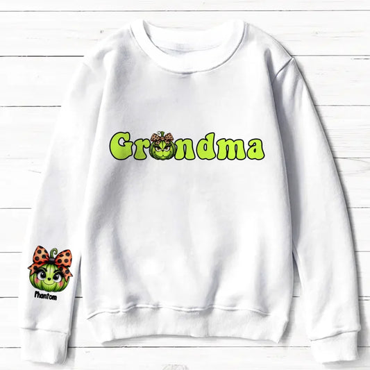 Personalized Grinc Mama/Grandma AOP Sweater - Up to 6 Kids - Halloween Gift Idea For Mother/Grandmother