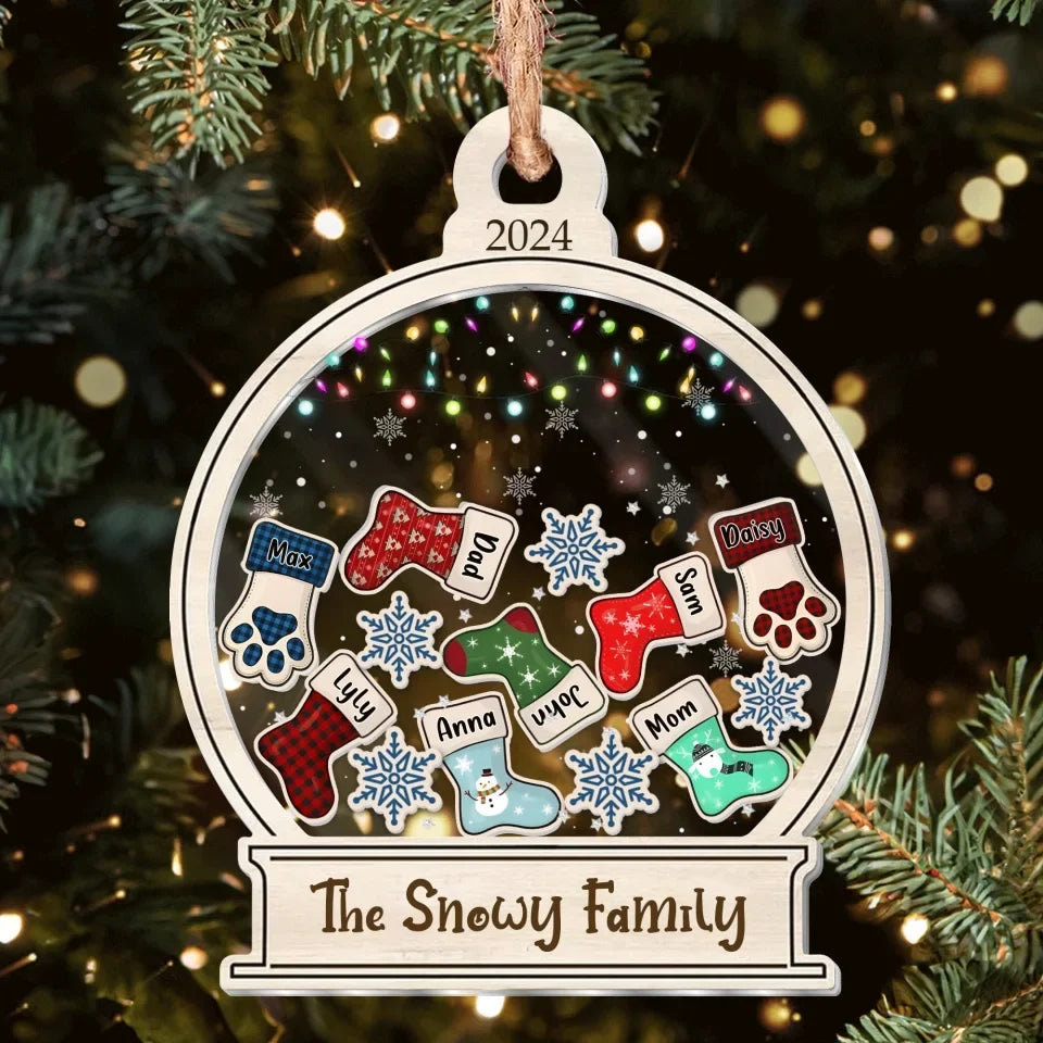 Personalized Family 3 Layered Shaker Ornament - Christmas Gift For Family - Up to 8 Members