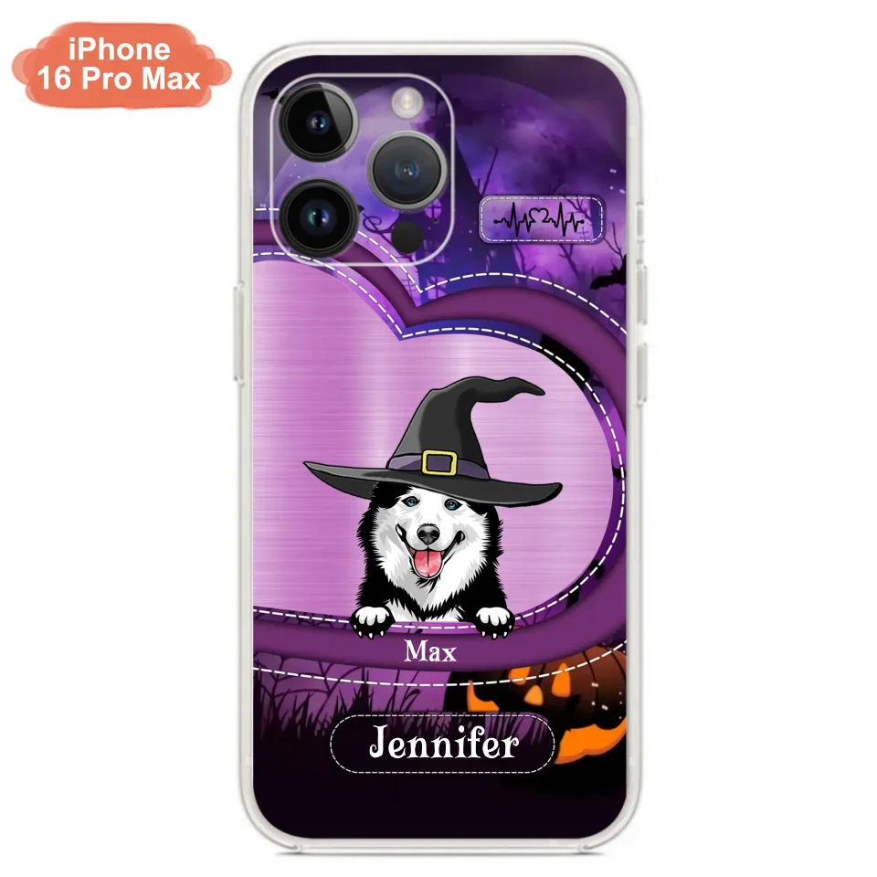 Custom Personalized Dog Halloween Phone Case - Gift Idea For Dog Lover/ Halloween - Upto 3 Dogs - Case For iPhone/Samsung
