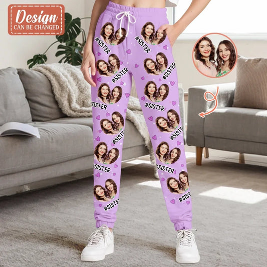 Personalized Sister AOP Unisex Sweatpants - Gift Idea For Sisters - Upload Photo