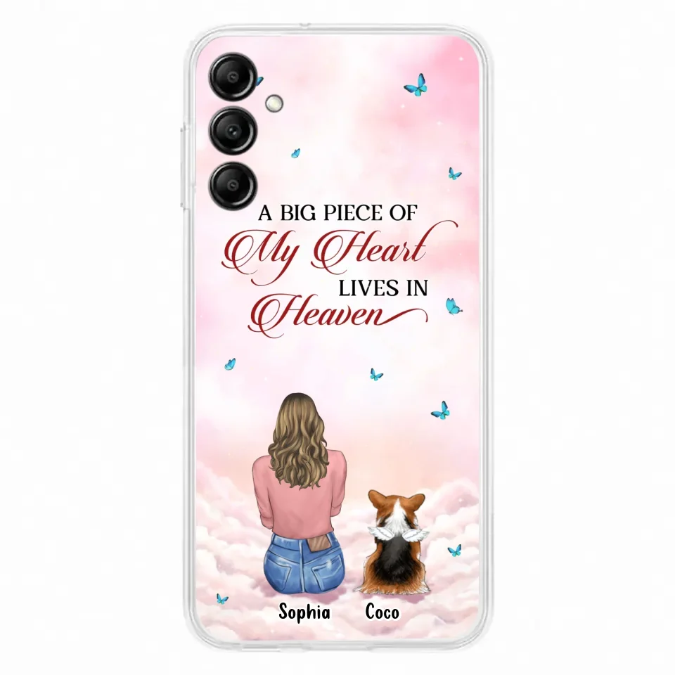 Custom Personalized Memorial Pet Phone Case - Upto 4 Pets - Memorial Gift Idea For Dog/Cat Lover - A Big Piece Of My Heart Lives In Heaven - Case For iPhone And Samsung