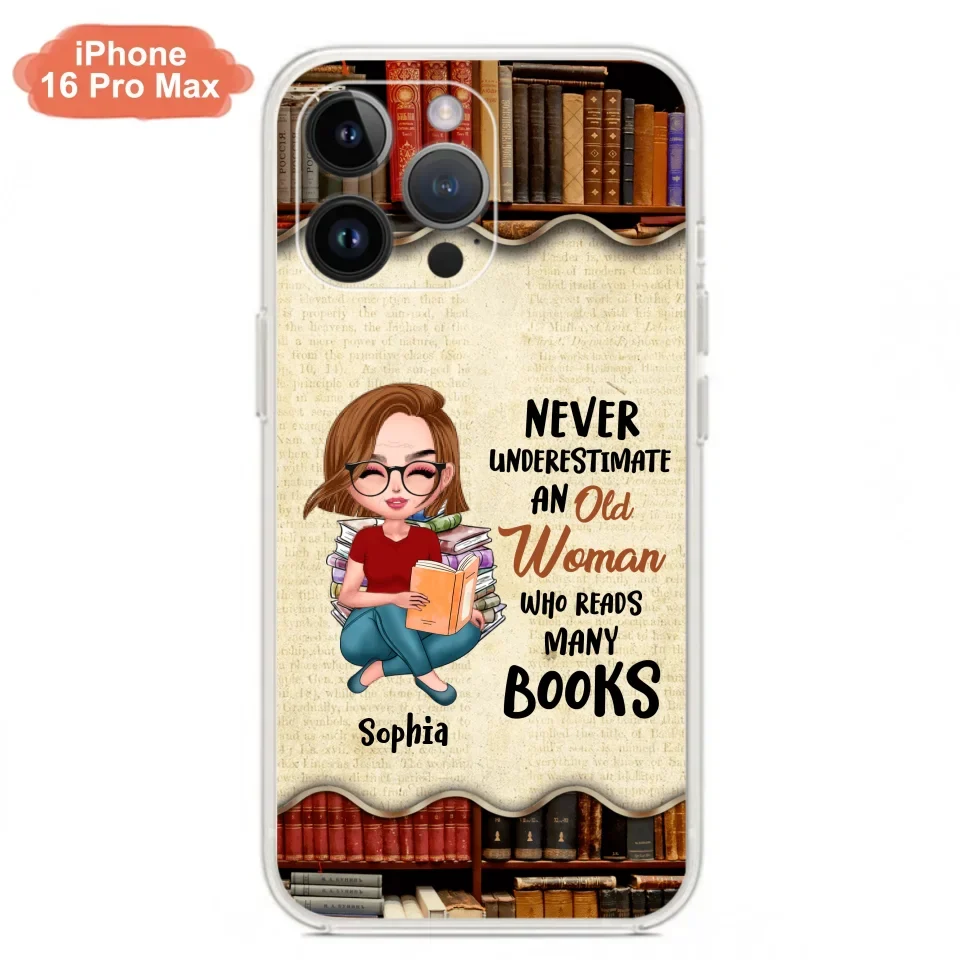 Custom Personalized Old Woman Books Phone Case - Gift Idea For Books Lover - Case For iPhone And Samsung