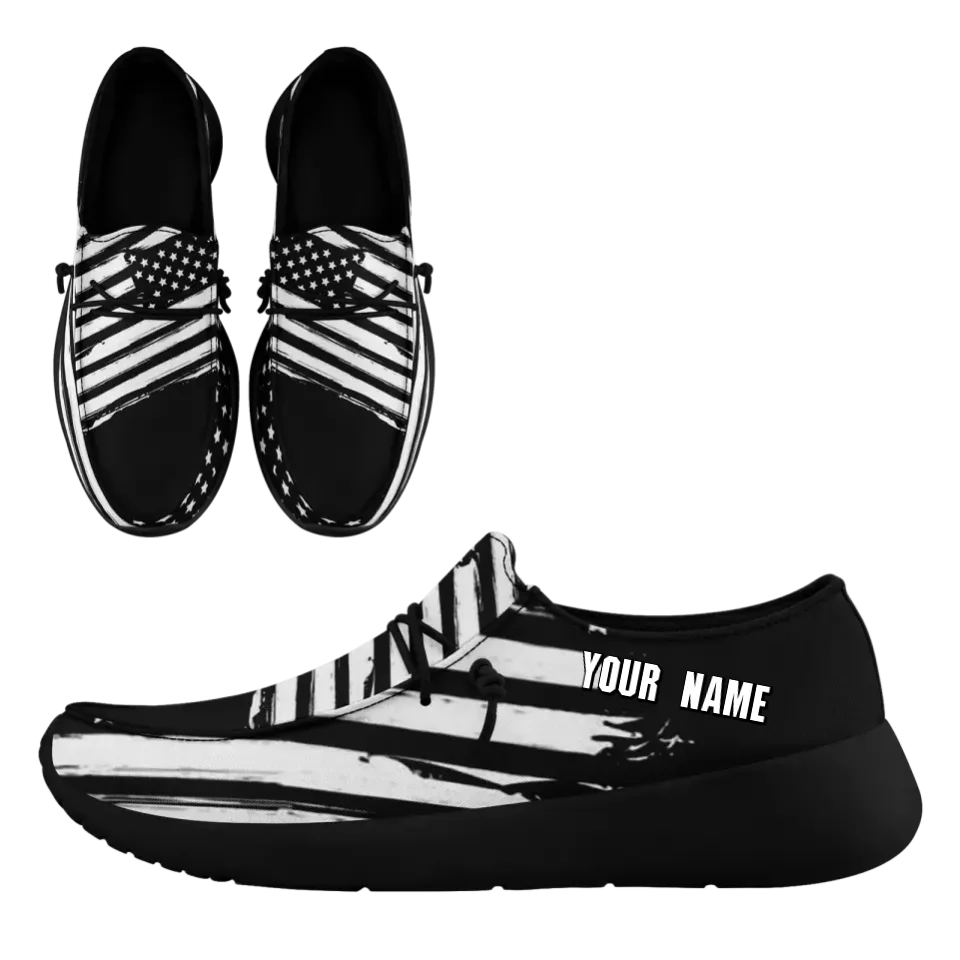 Personalized America Flag Sneakers, Custom Patriotic Loafer Shoes, Canvas Slip On Shoes,
FN018-24020303-3b