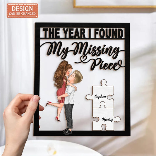 Personalized Couple 2 Layered Wooden Art - Gift Idea For Couple - The Year I Found My Missing Piece