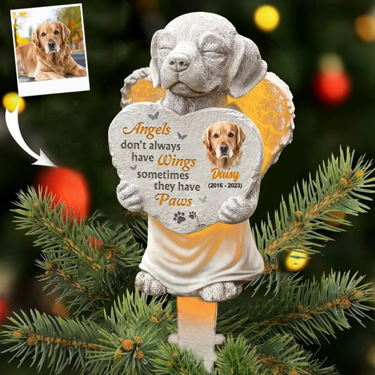 Personalized Memorial Dog Tree Topper - Memorial Gift Idea For Family/Dog Lover - Upload Photo - No Longer By My Side But Forever In My Heart