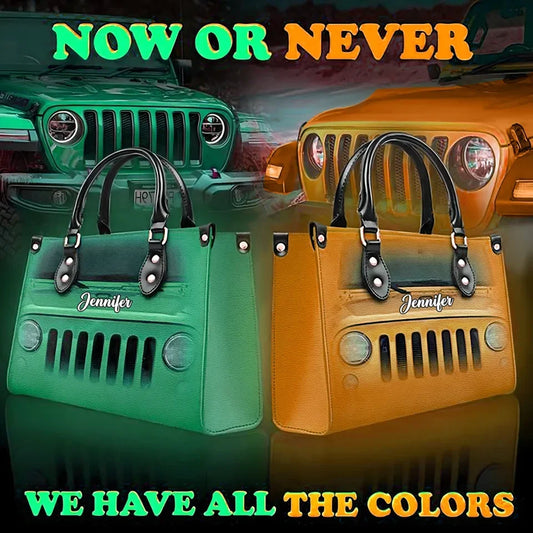 Personalized Off-road Car PU Leather Handbag With Long Straps - Gift Idea For Girl/Mom/Daughter