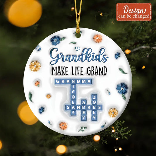 Personalized Grandma Acrylic Ornament - Christmas Gift Idea For Grandma/Grandkid - Grandkids Make Life More Grand