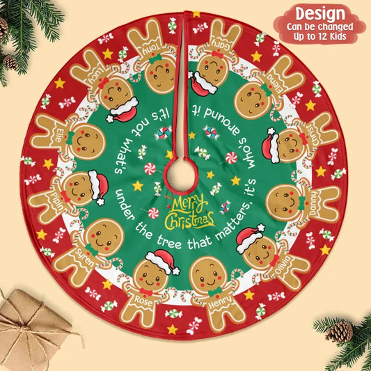 Personalized Gingerbread Christmas Tree Skirt - Gift Idea For Family - Up to 12 Member