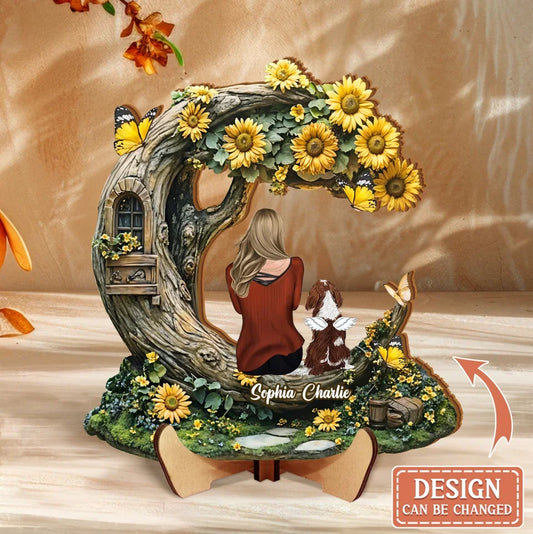 Personalized Memorial Sunflower Wooden Art - Memorial Gift Idea For Pet Lover