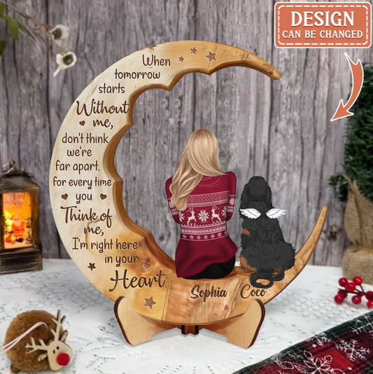 Custom Personalized Memorial Pet Wooden Art - Memorial Gift Idea for Cat/ Dog Lover - When Tomorrow Starts Without Me