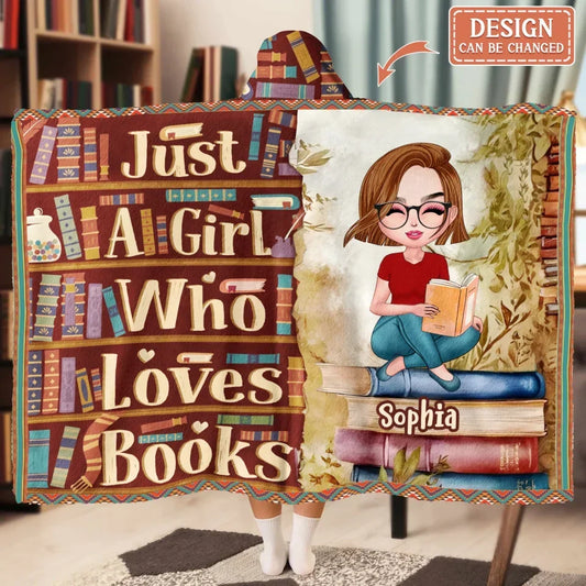 Personalized Reading Book Hooded Blanket - Gift Idea For Birthday/Reading Lovers - Reading Is My Happy Place