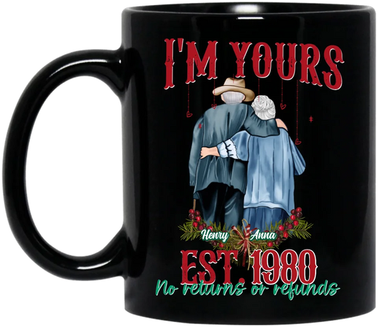 Personalized Old Couple Coffee Mug - I Love You Forever And Always - Gift Idea From Husband To Wife