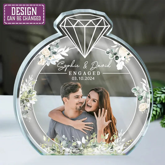 Personalized Engaged/Married Couple Acrylic Plaque - Anniversary Gift For Couple - Upload Photo