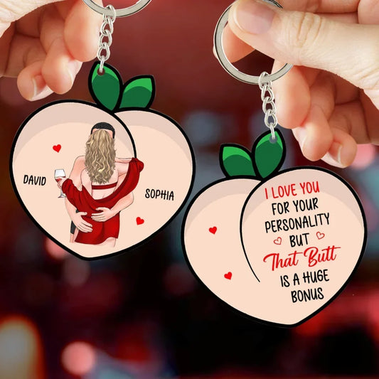 Personalized Funny Couple Acrylic Keychain - Christmas/Valentine's Day Gift Idea For Couple - I Just Want To Touch Your Butt All The Time