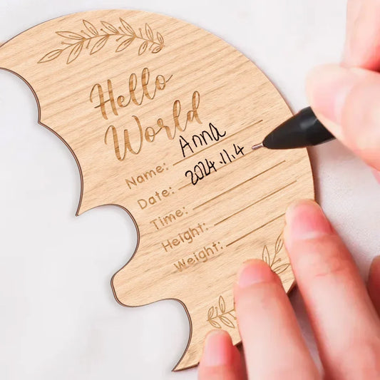 Personalized Wooden Bear Baby Ornament - Upload Photo - Gift Idea For Your Baby - Hello World