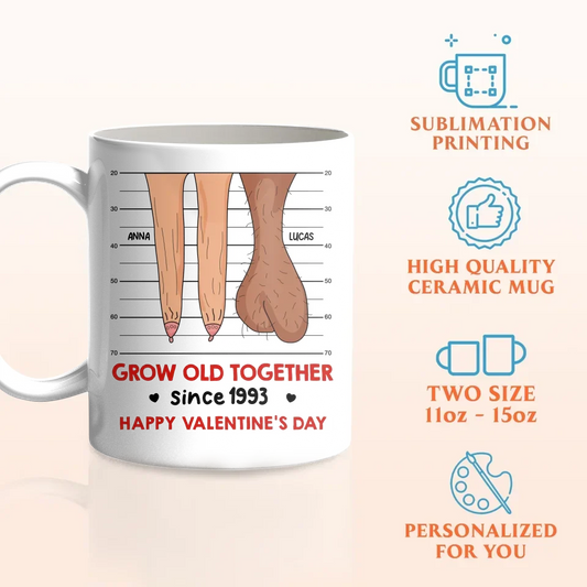 Personalized Couple Coffee Mug - Valentine Gift Idea For Old Couple - Grow Old Together Happy Valentine's Day