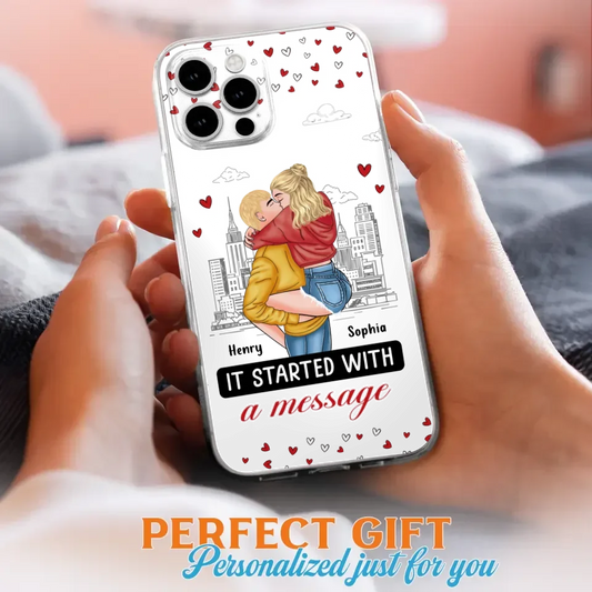 Custom Personalized Couple Phone Case For iPhone/ Samsung - Gift Idea For Couple - It Started With A Message