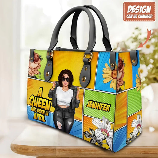Personalized A Queen PU Leather Handbag With Long Straps - Mother's Day/Birthday Gift For Grandma/Mom/Daughter