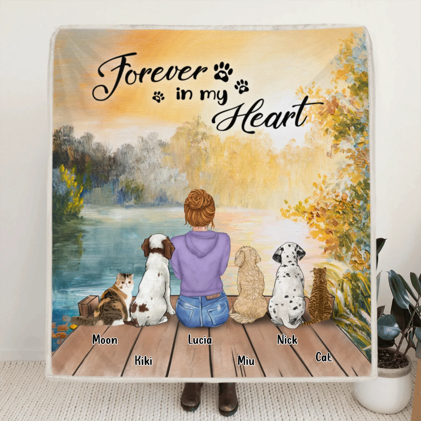 Personalized Mother's Day Gift For Dog Mom, Cat Lovers - Mom With Up to 5 Pets Fleece Blanket - Happy Mother's Day Best Dog Mom Ever - CMNG3Y
